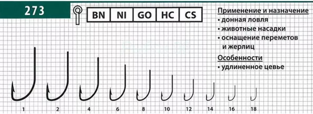 Крючки рыболовные (универсальные) 273 BN №16 (упк по 10 шт)