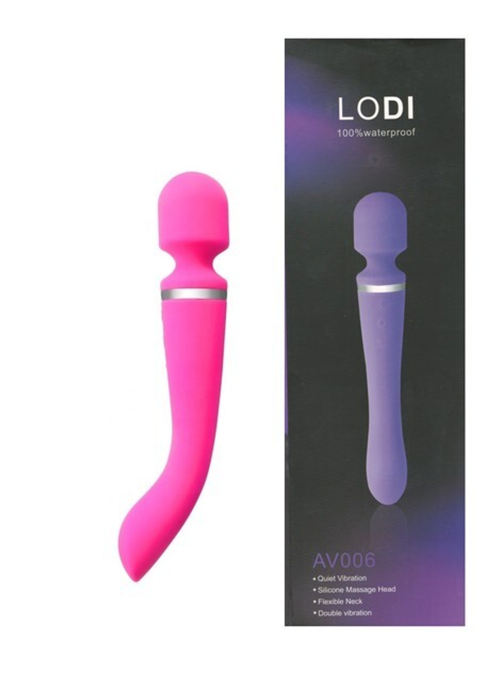 Двухсторонний перезаряжаемый вибромассажер Lodi с гибкой головкой (20 режимов) (розовый) (Цвет: розовый)