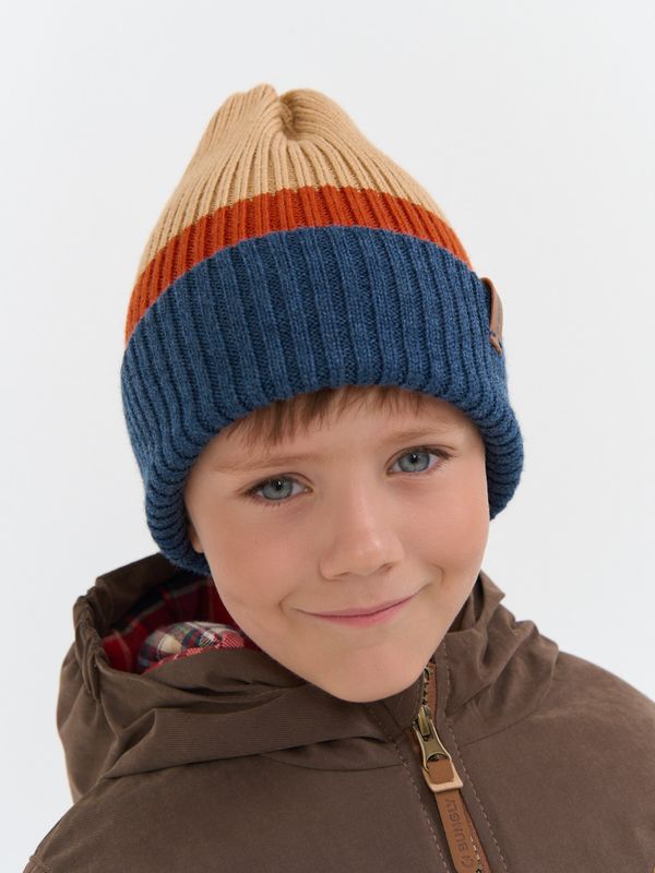 Шапка тыква из смесовой шерсти однослойная Колор блок 