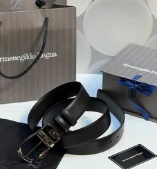 Двусторонний мужской ремень ZEGNA, 3,5 мм, чёрный