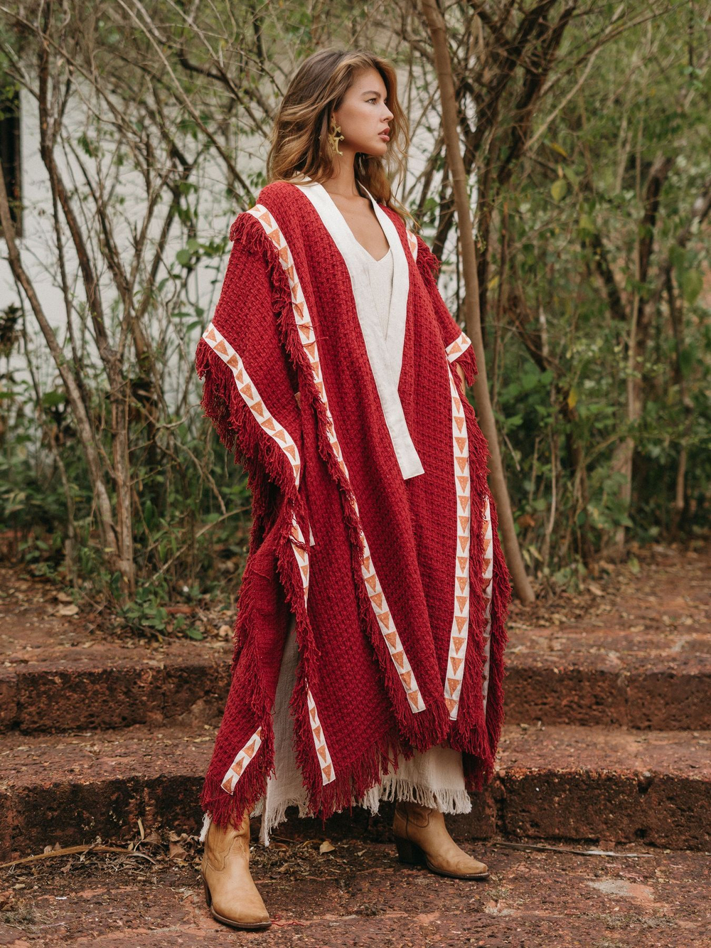 Berber пальто-пончо (красная охра)