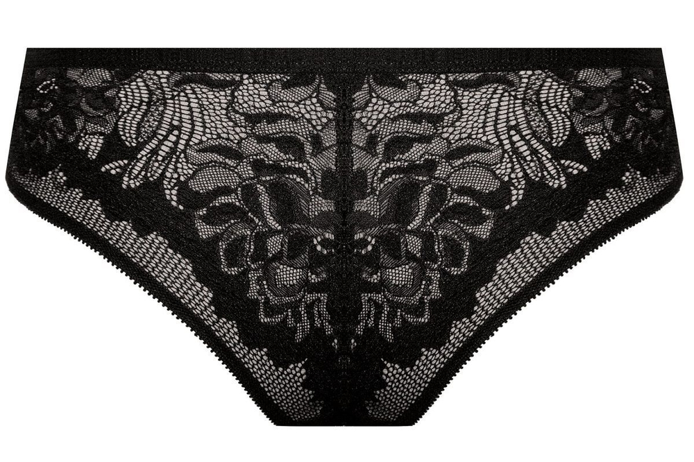 Трусики-бразилиана с ажурными вставками по бокам (Размер: M) (Цвет: черный)