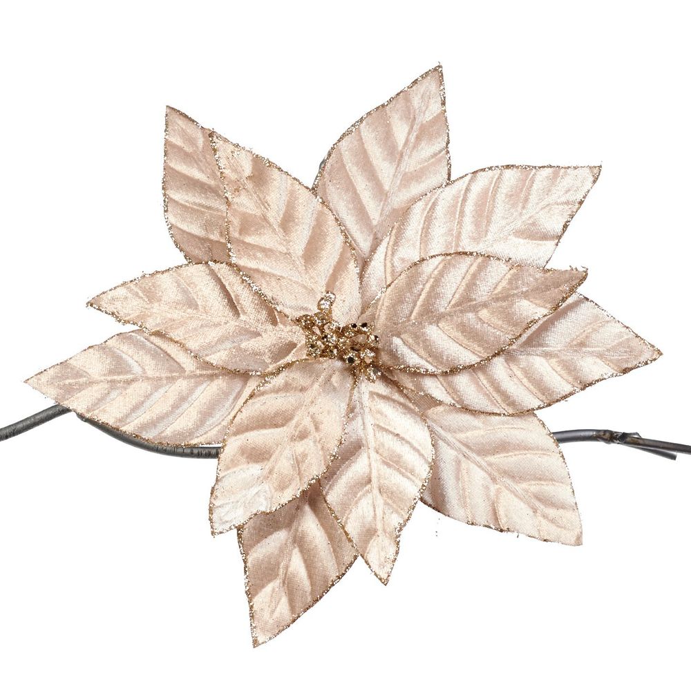 Пуансеттия на клипсе 2шт 21см Goodwill золотая