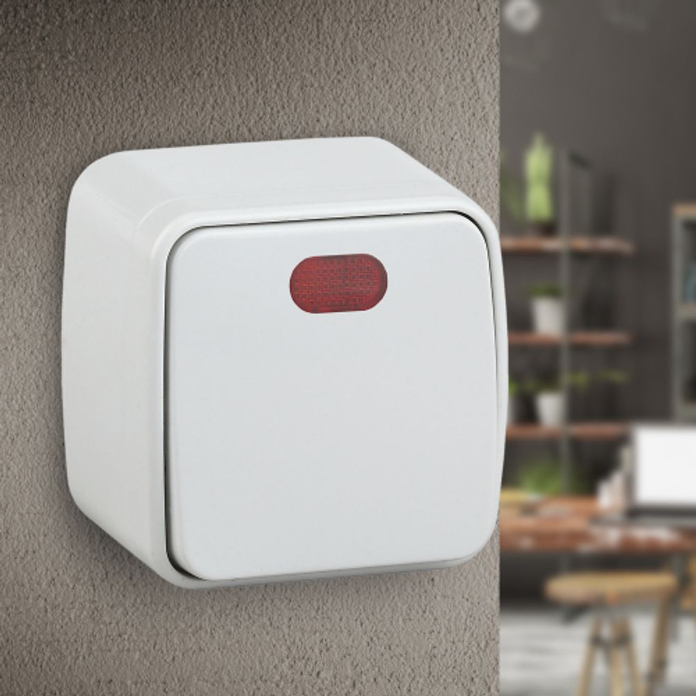 3-102-01 Intro Выключатель с подсветкой, 10А-250В, IP20, ОУ, Polo, белый | Intro Polo