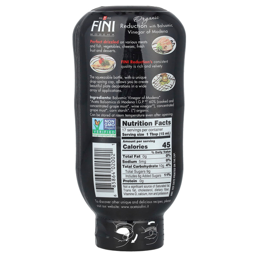 Fini Modena, органический соус с бальзамическим уксусом из Модены, 250 мл (8,45 жидк. унции)