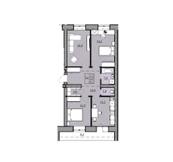 3-комнатная квартира, 72,8 м² / Чистовая отделка