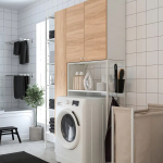 Комбинация для ванной - IKEA ENHET, 140х32х204 см, белый/имитация дуба, ЭНХЕТ ИКЕА