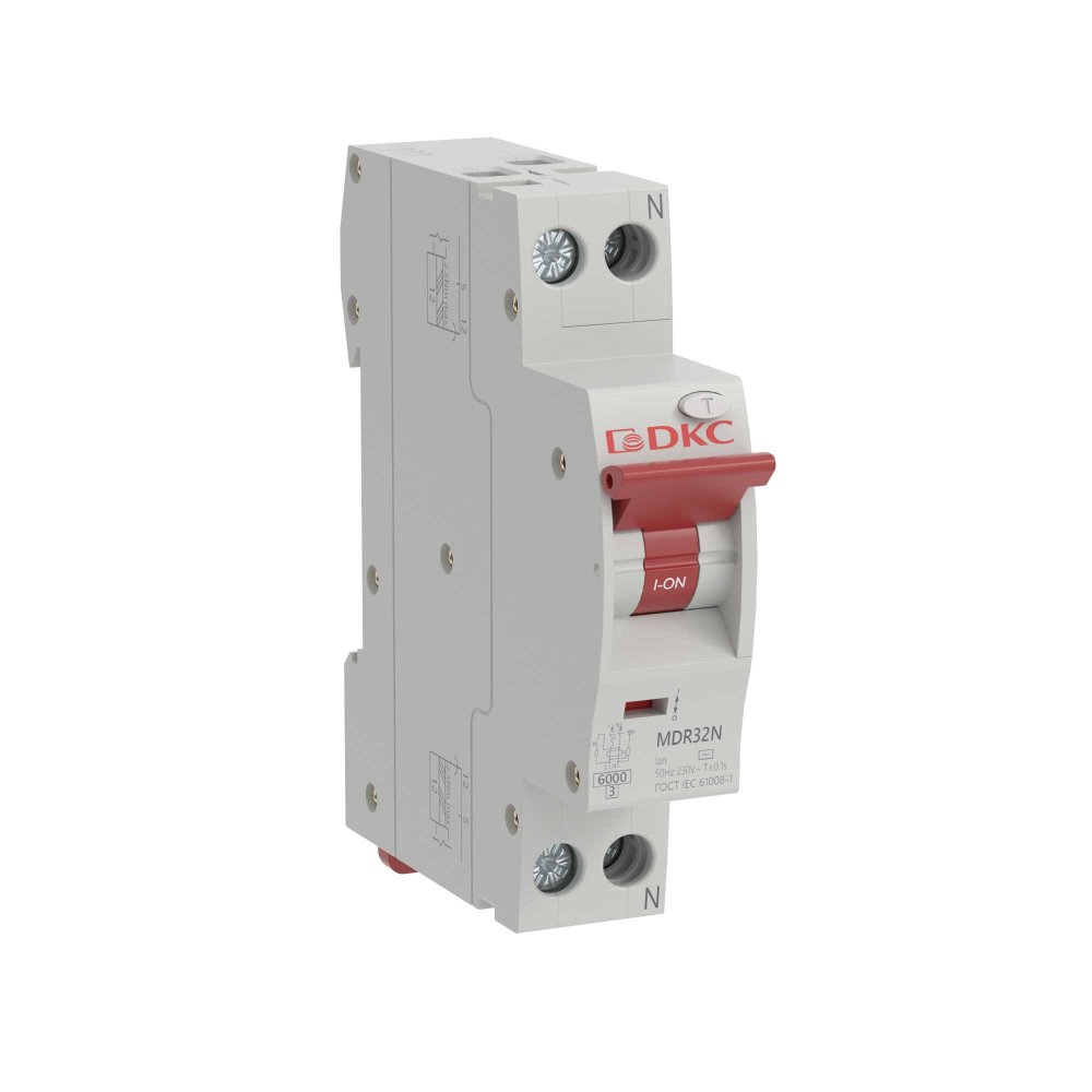 Автоматический выключатель дифференциального тока YON max типа MDR, 1P+N, 100mA, 6A, хар-ка C, 6kA, тип А DKC
