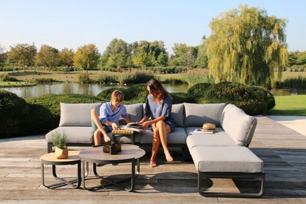 Boden, стол кофейный антрацит/коричневый, алюминий/закаленное стекло с керамической печатью