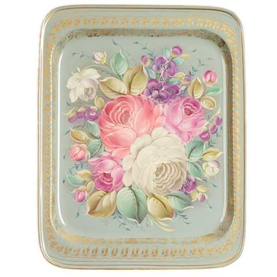 Жостовский поднос декоративный, размер 33х26 см (A13), металлический