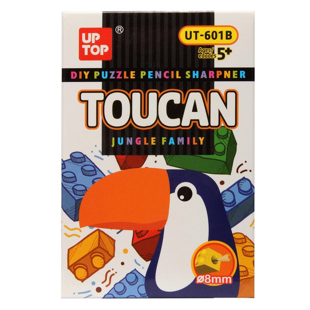 Точилка-конструктор, 1отверстие, DIY, 2вида микс Жираф/тукан