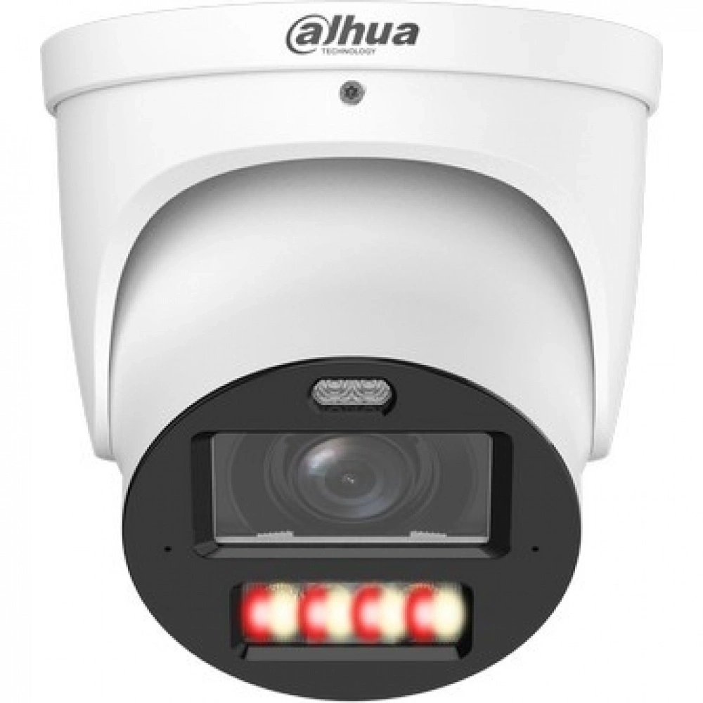 Уличная купольная IP-видеокамера Dahua WizColor 4Мп; 1/1.8” CMOS; моторизованный объектив 2.7~12мм (4x); LED 50м, ИК 50м; сигнализация красно-синей подсветкой; IP67; метал