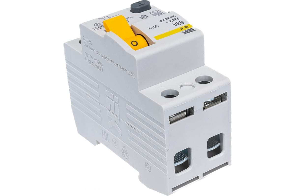 Выключатель дифференциальный (УЗО) ВД1-63 2Р 63А 30мА IEK