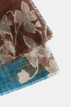 ZARA ШАРФ С ЦВЕТОЧНЫМ ПРИНТОМ, СИНИЙ