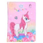 Блокнот детский Basir, формат А5, серия "Единороги", переплет с мехом, 21.5*15.5 см, 80 листов, 4 цвета ассорти