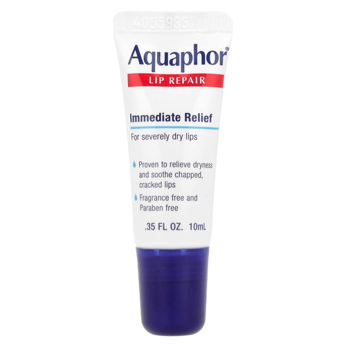 Aquaphor, восстанавливающий бальзам для губ мгновенного действия, без отдушек, 10 мл (0,35 жидк. унции)