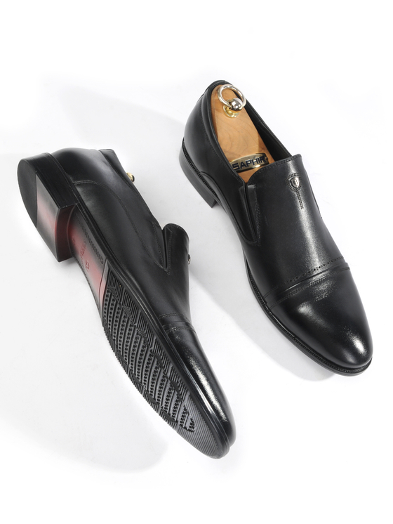 Мужские кожаные туфли Vorsh, полуброги без шнурков, V5090 черные