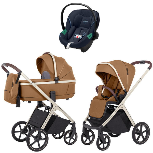 Коляска Carrello Vector CRL-6550 и автокресло Cybex Aton S2 Ocean Blue 3 в 1 Coral Beige