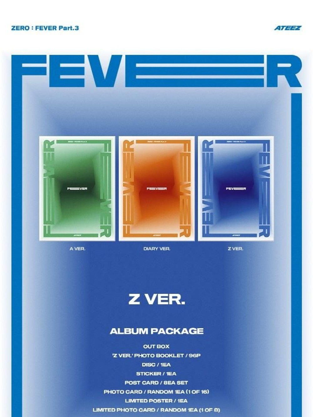 Альбом ATEEZ - ZERO : FEVER PART.3 3 Version SET