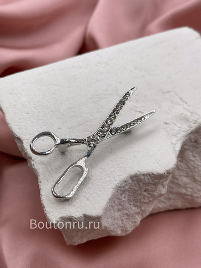 Брошь "Ножницы" серебристые