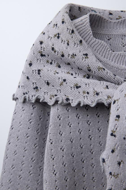 ZARA СВИТЕР С ЦВЕТОЧНЫМ ПРИНТОМ И БАНДАНОЙ, СЕРО-СИНИЙ