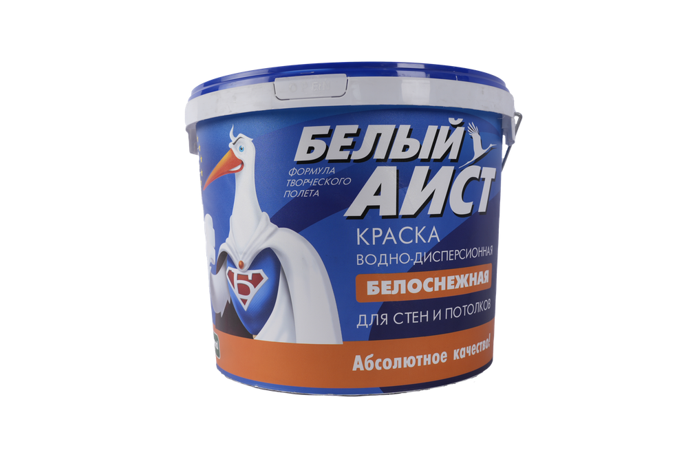 КРАСКА ВОДНО-ДИСПЕРСИОННАЯ БЕЛЫЙ АИСТ БЕЛОСНЕЖНАЯ 10КГ