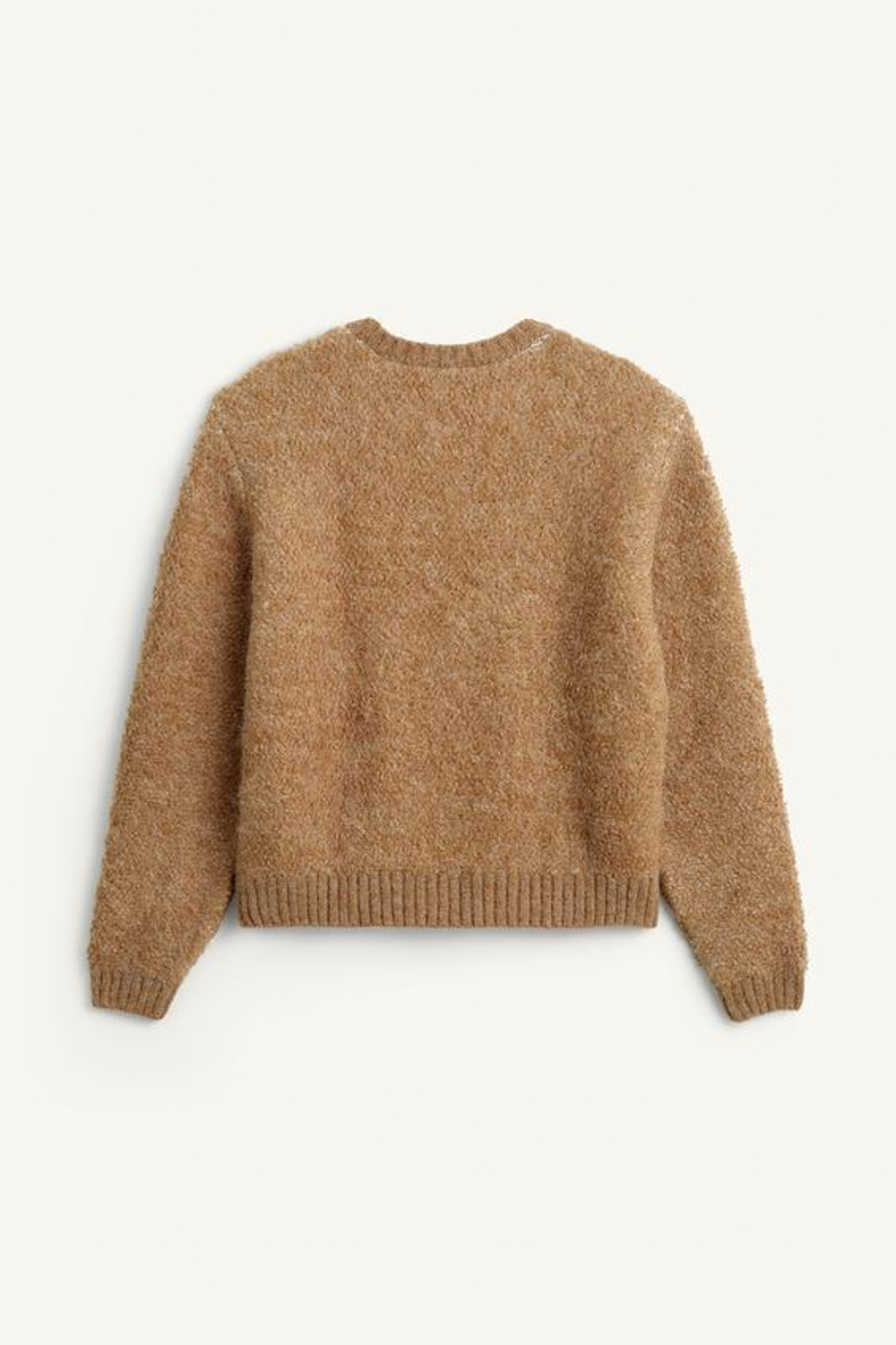 ZARA СВОБОДНЫЙ ВЯЗАНЫЙ СВИТЕР С ВОЛОКНОМ АЛЬПАКИ, МЯГКИЙ КАШТАНОВЫЙ