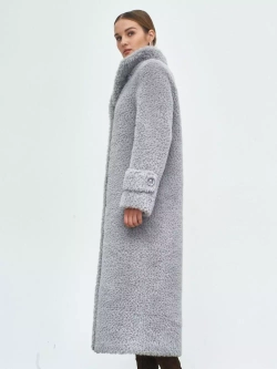 Искусственная зимняя эко шуба чебурашка, серая, Северина