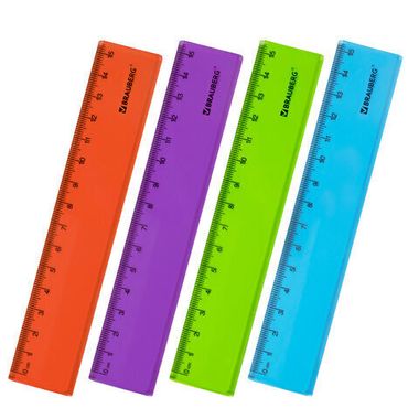 Линейка 15 см (BRAUBERG) FRUITY, пластик, тонированная, ассорти 210765