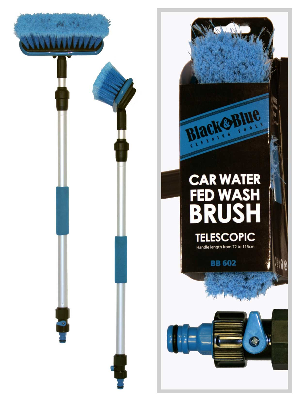 Швабра для мойки авто Телескопическая Black&Blue (75-130см) проточная ручка с краном (ВВ602) 39793