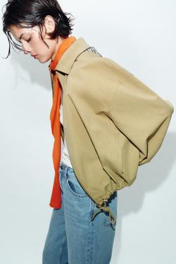 ZARA КУРТКА СО СЪЕМНЫМ КАПЮШОНОМ, РЫЖЕВАТО-КОРИЧНЕВЫЙ