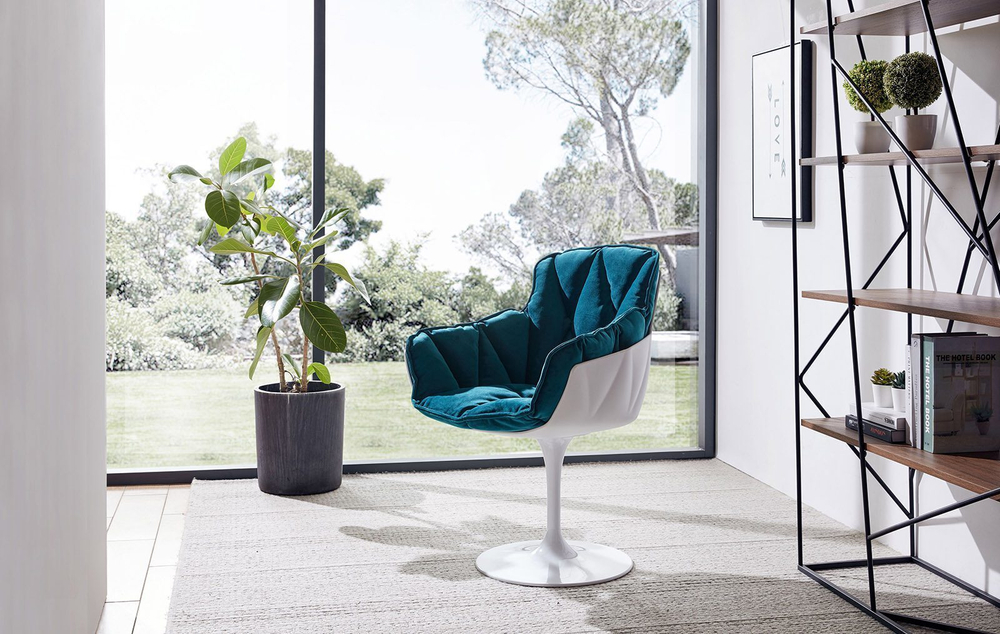 Дизайнерское кресло DC1571D(V2) белый/бирюзовый