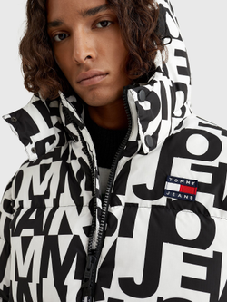 Пуховик Tommy Jeans The Alaska Logo Puffer Jacket Black / White AOP