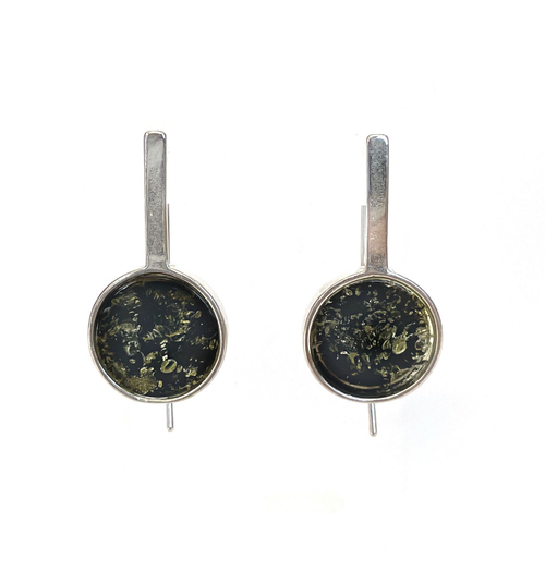 Серьги с натуральным зеленым янтарем. Калининградские серьги с натуральными камнями зеленого цвета