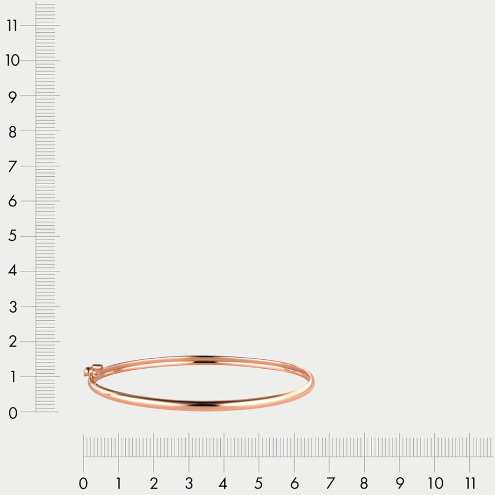 Браслет жесткий из розового золота 585 пробы без вставок для женщин (арт. 022117)