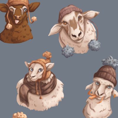 Овечье (Фон прусский синий)