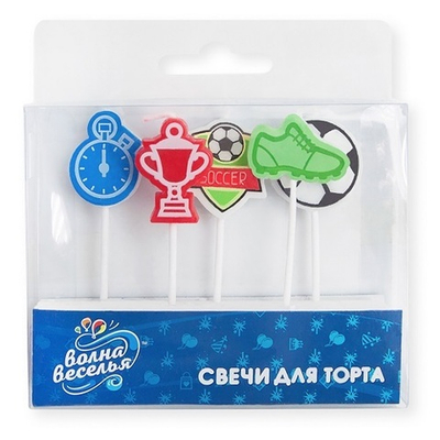 Свечи Фигура, Футбол, Ассорти, 2,5 см, 5 шт.