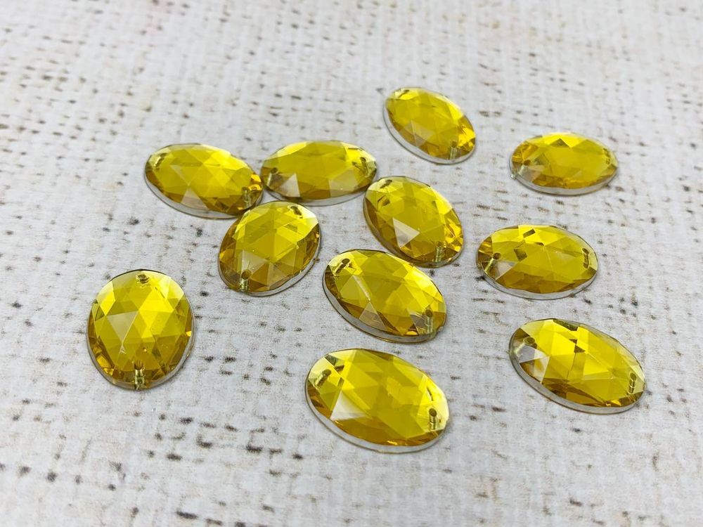 Стразы пришивные акрил, d 1,4х1 см, жёлтый