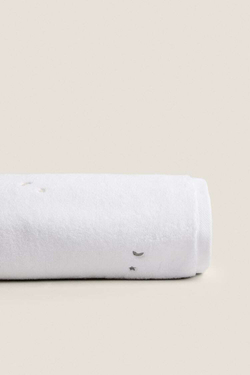 ZARA HOME ДЕТСКОЕ ПОЛОТЕНЦЕ MOON, БЕЛЫЙ