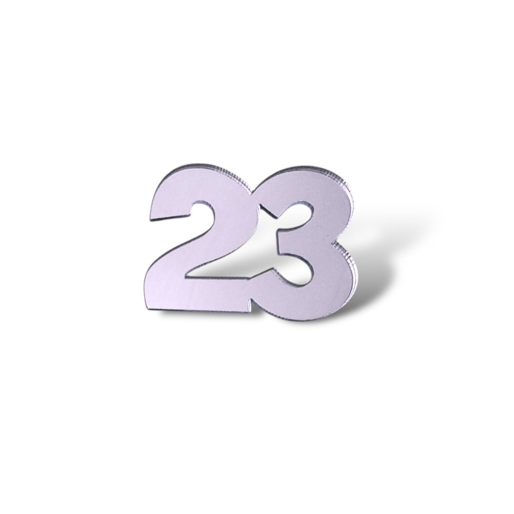 Топпер Мини надпись &quot;23&quot; №2 (4см) 5шт акрил СЕРЕБРО