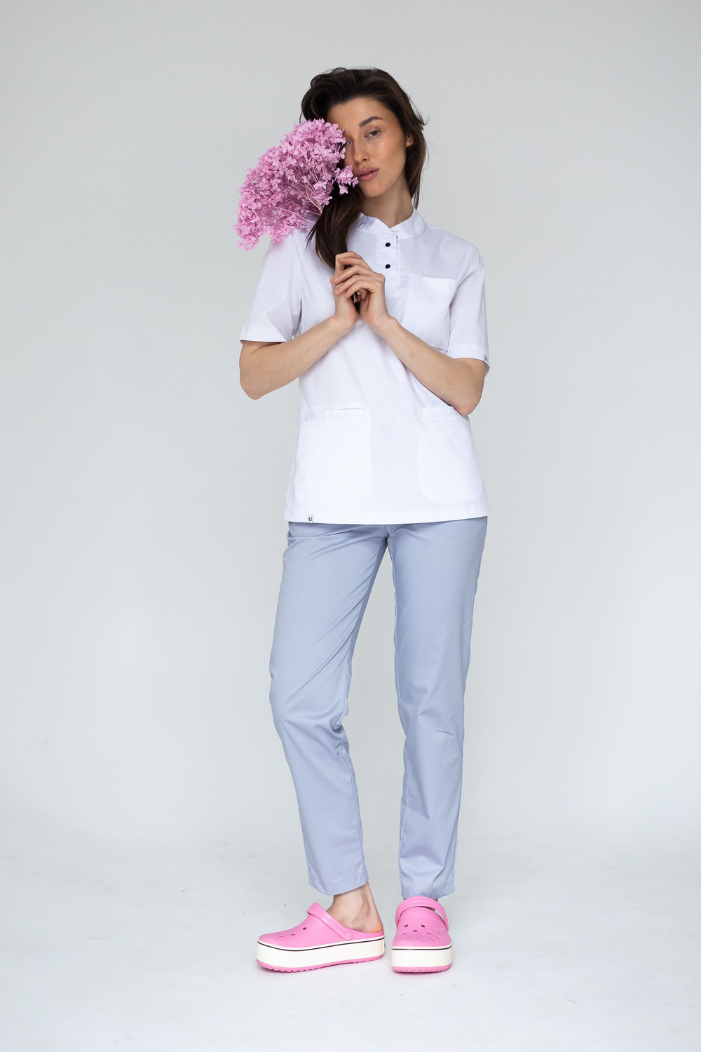 Блуза женская м645 toray стретч белый