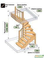 Лестница на второй этаж К-003м/2 Левая