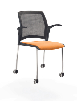 Rewind стул на 4 ногах и колесах со спинкой-сеткой