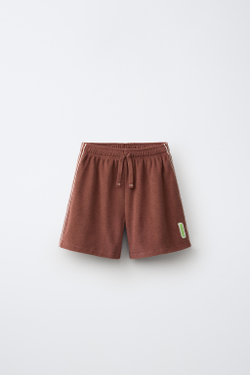 ZARA X PUKAS ШОРТЫ ИЗ МАХРОВОЙ ТКАНИ PUKAS SURF, КОРИЧНЕВЫЙ