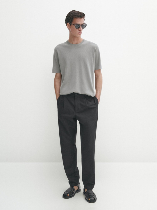 Massimo Dutti Футболка с круглым вырезом, серый