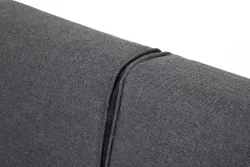 "Канны" левый модуль плетеный из роупа, каркас алюминий темно-серый (RAL7024) муар, роуп темно-серый круглый, ткань темно-серая 027