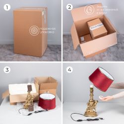 Настольная лампа Путти Бронза с абажуром Тюссо Vatican (Ватикан) Черный