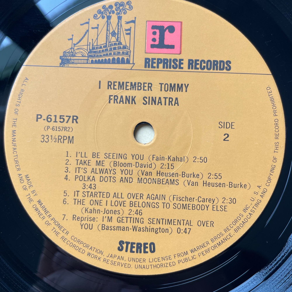Винтажная виниловая пластинка LP Frank Sinatra I Remember Tommy (Япония 1977) (Без Оби)
