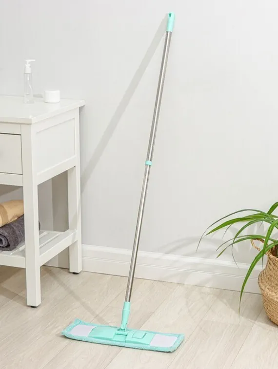 Швабра для мытья пола плоская Доляна, насадка из микрофибры 40×10 см, телескопическая стальная ручка 68-121 см, цвет МИКС