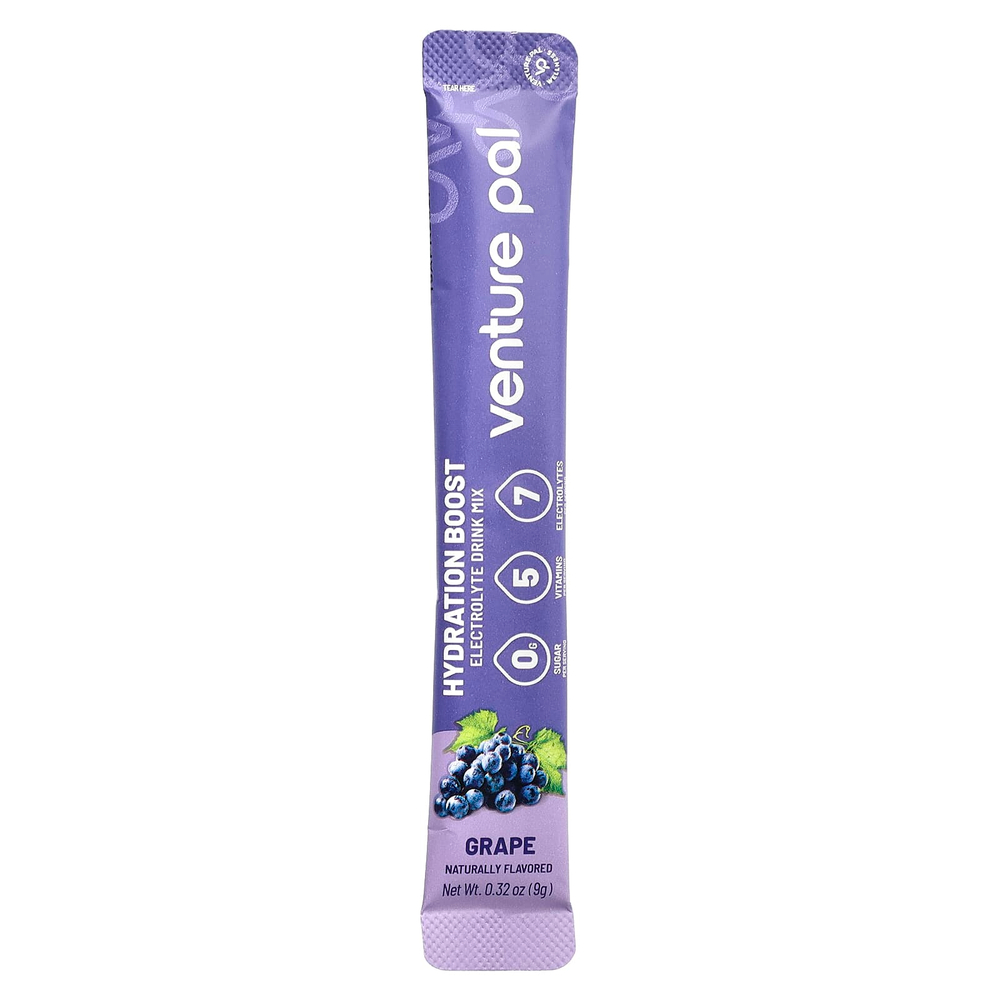 Venture Pal, Hydration Boost, смесь для приготовления электролитического напитка, со вкусом винограда, 16 пакетиков по 9 г (0,32 унции)